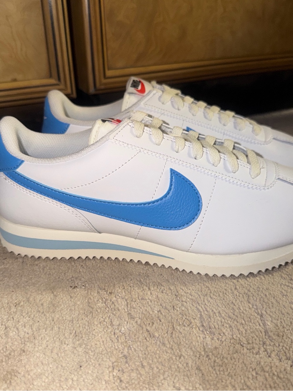 Nike Women’s White Sneakers with Blue Swoosh